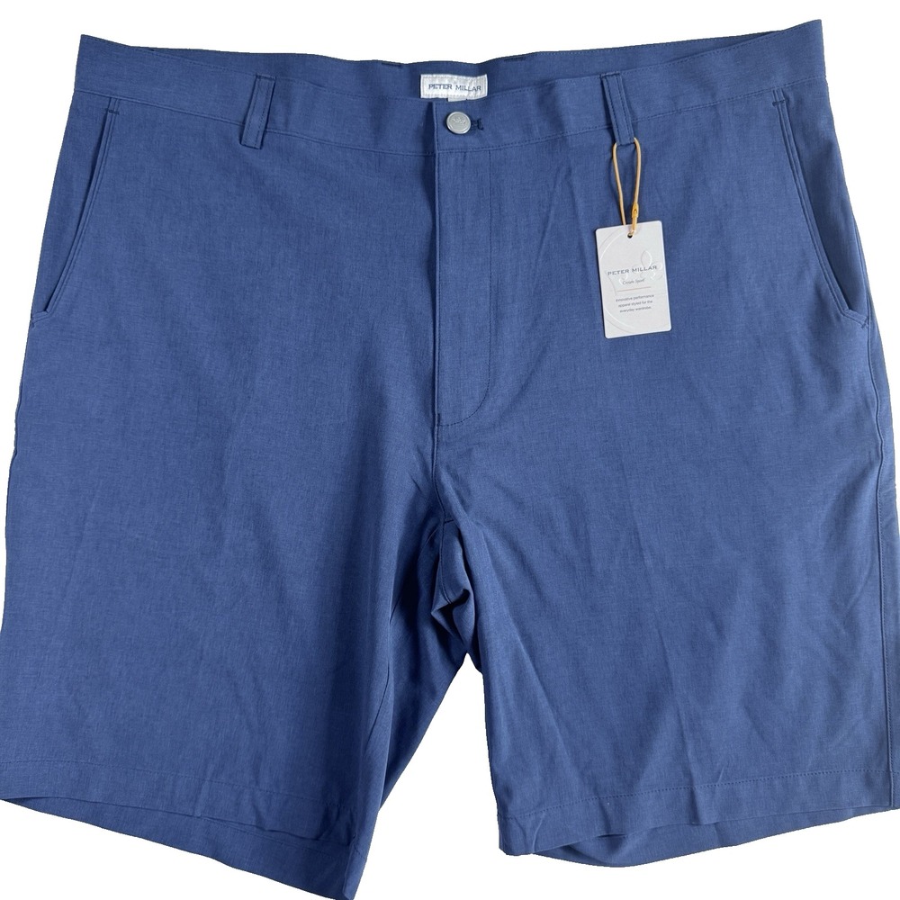 Peter Millar Crown Sport Performance Shorts Mens 40‎ Navy Blue Stretch Golf NEW